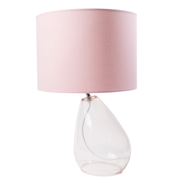zoeppritz Tischlampe Glas mit Lampenschirm Stoff Drop, rosa
