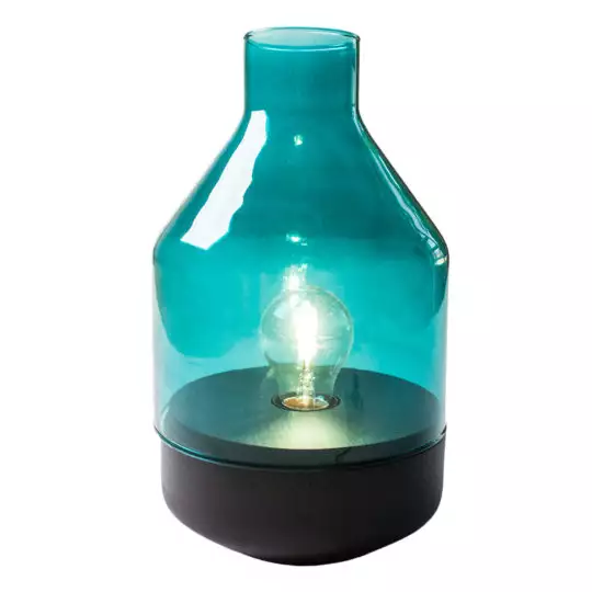 zoeppritz Tischlampe Glas Belly, hellblau