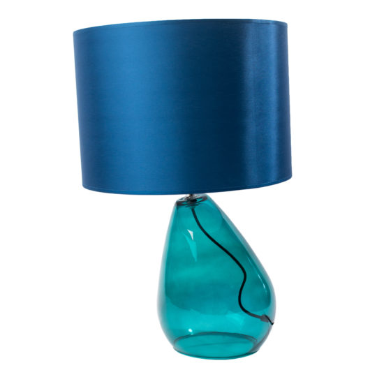 zoeppritz Tischlampe Glas mit Lampenschirm Stoff Drop, hellblau