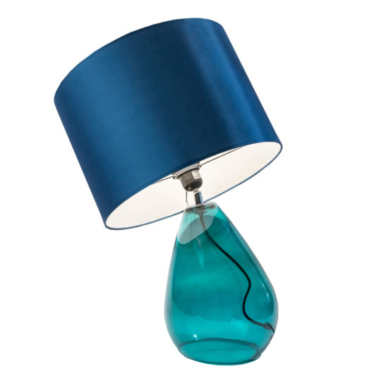 zoeppritz Tischlampe Glas mit Lampenschirm Stoff Drop, hellblau