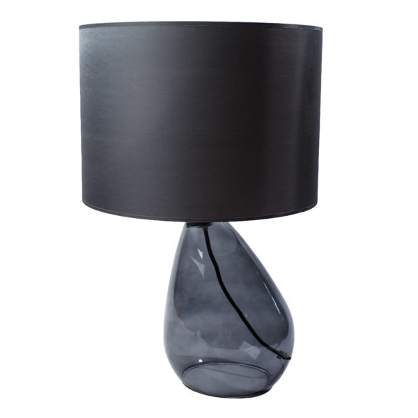 zoeppritz Tischlampe Glas mit Lampenschirm Stoff Drop, grau