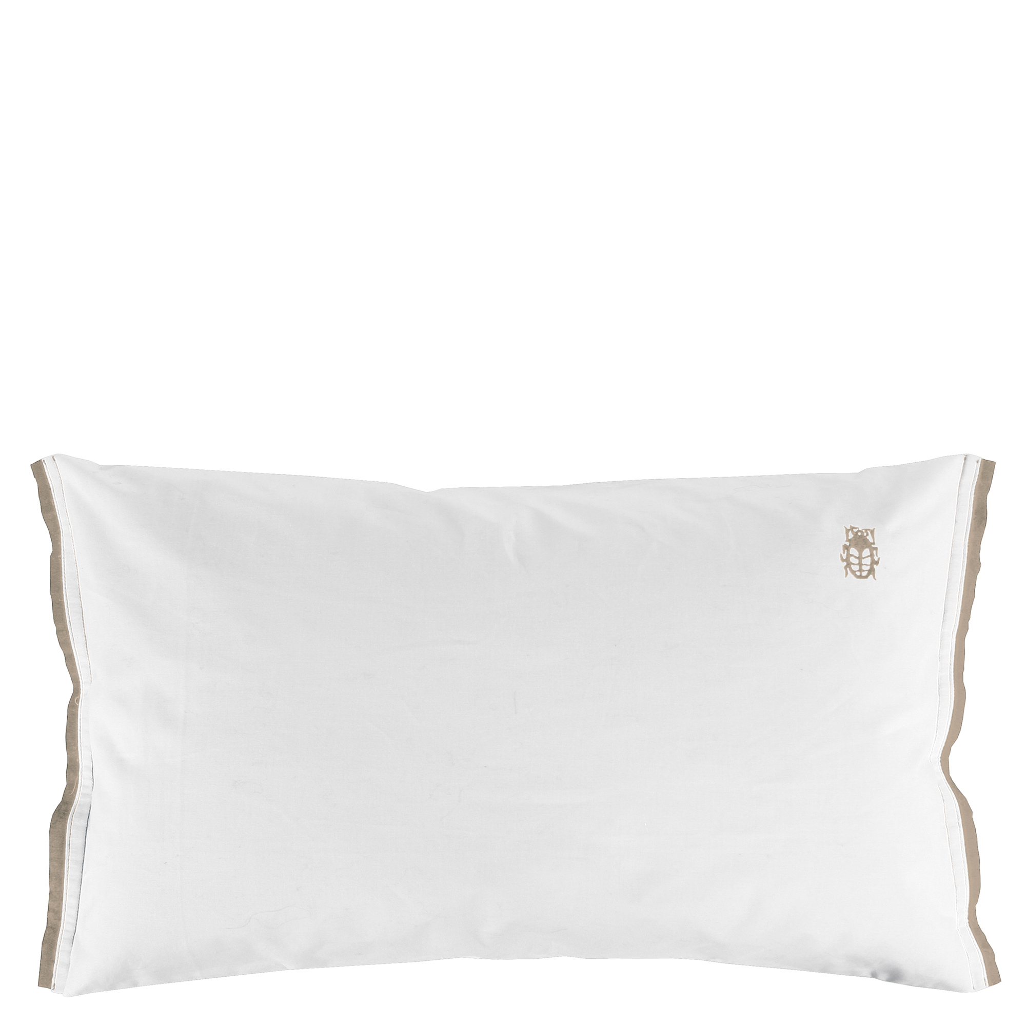 zoeppritz White Kissenbezug, Farbe weiss mit braun, Material Baumwolle Perkal in Groesse 60x90