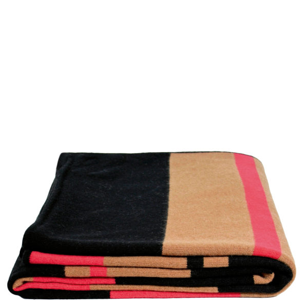 zoeppritz Edition 15/03 Decke, Farbe rot braun schwarz gestreift, Material Cashmere in Groesse 150x200
