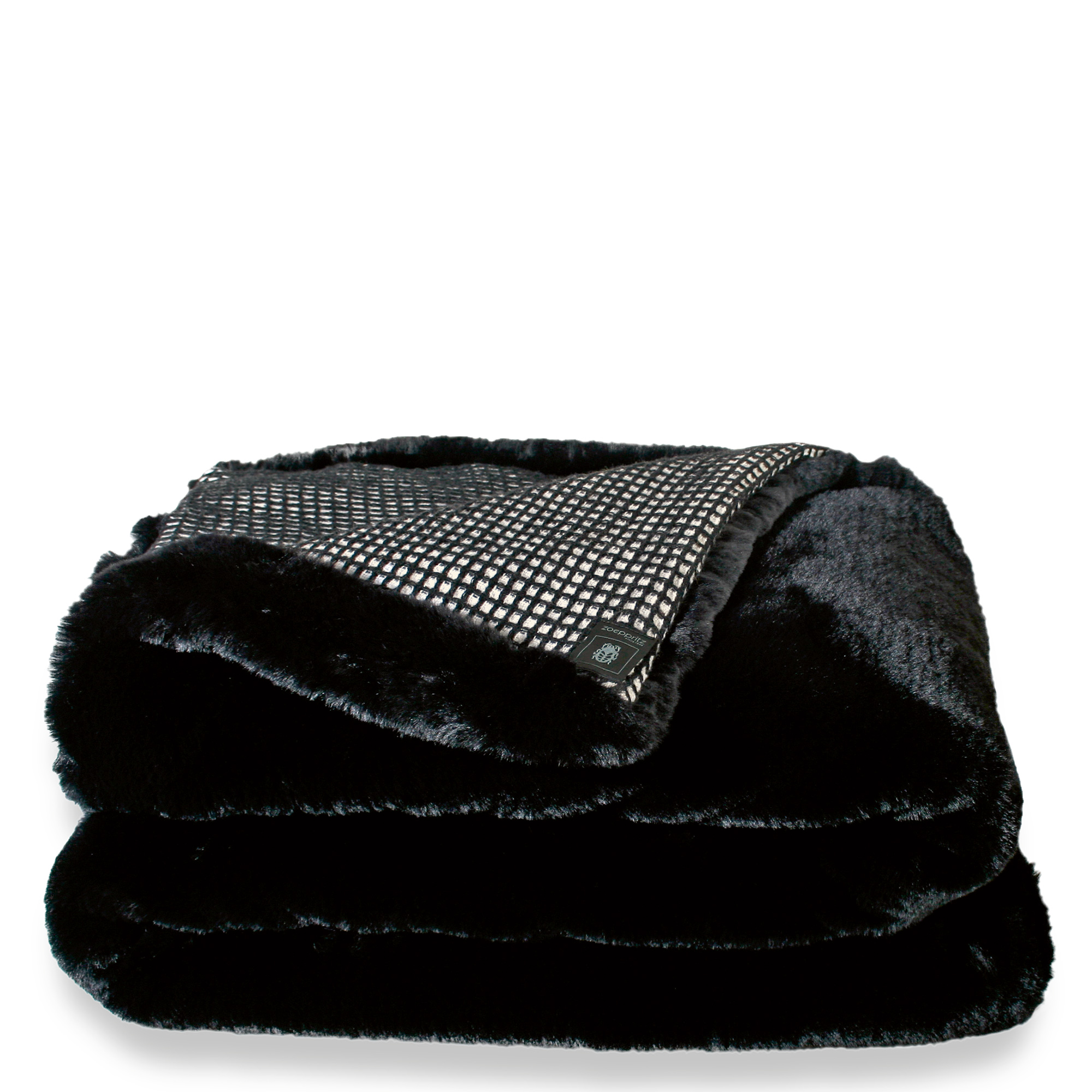 zoeppritz Grizzly Mesh Decke, Farbe schwarz, Material Kunstfell Schurwolle in Groesse 140x190