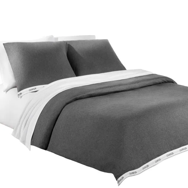 Calvin Klein Home Bettgarnitur Set Bettdecke Kopfkissen CLASSIC, Material Baumwolle Modal, anthrazit