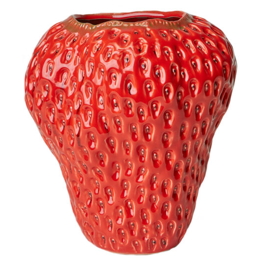Handgemachte Vase Strawberry Vase, Material Keramik in Groesse 25x23, rot