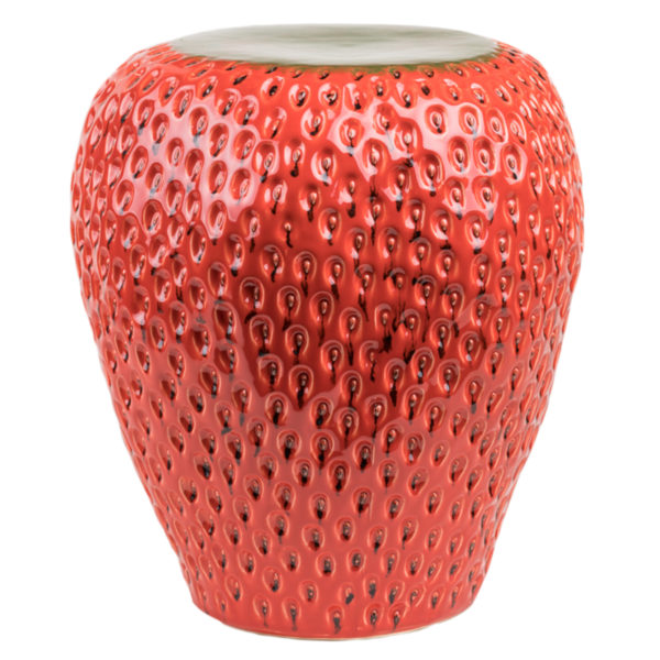 Handgemachter Hocker Strawberry Stool, Material Keramik in Groesse 45x40, rot
