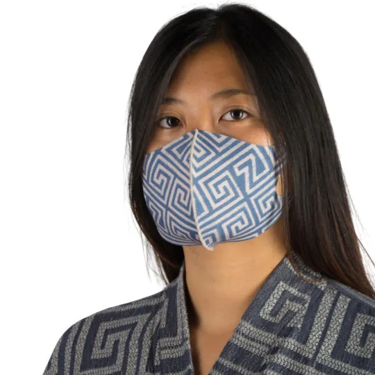 Stoffmaske wiederverwendbar Responsibility, Material Polyester Elasthan, beige-blau