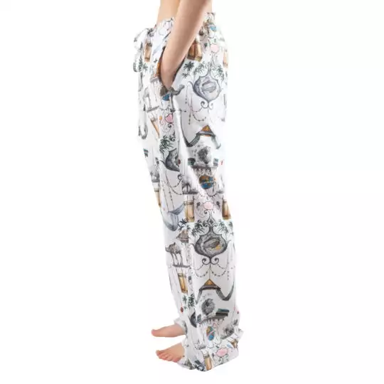 Pyjama trousers for men and women in white with pattern, cotton in l-xl, zoeppritz Centuries Bathrobe