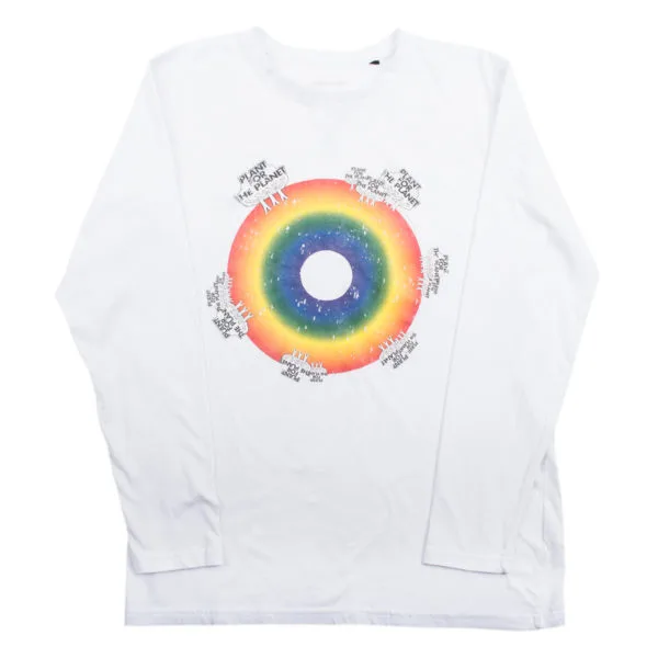 Shirt langarm fuer Damen und Herren in weiss, Bio-Baumwolle in S, zoeppritz Rainbow Plant