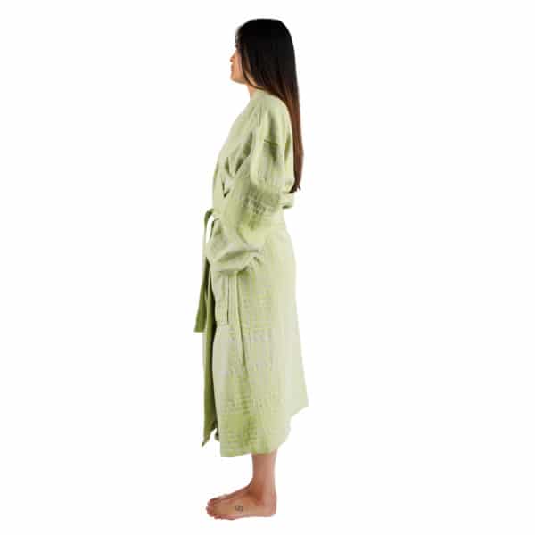 Bathrobe for women and men in s-m, acid green, cotton, zoeppritz Sunny Leg