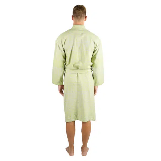 Bademantel fuer Herren und Damen in L-XL, neongruen aus Baumwolle, zoeppritz Sunny Leg