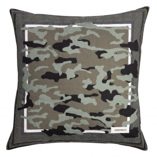 Cushion cover from linen, green in 80x80cm, zoeppritz Stay Camouflage