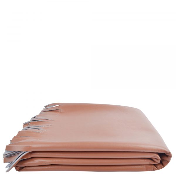 Decke aus Polyester, Polyurethan und Viskose, camel in 135x190cm, zoeppritz Soft-Vegan Fringen