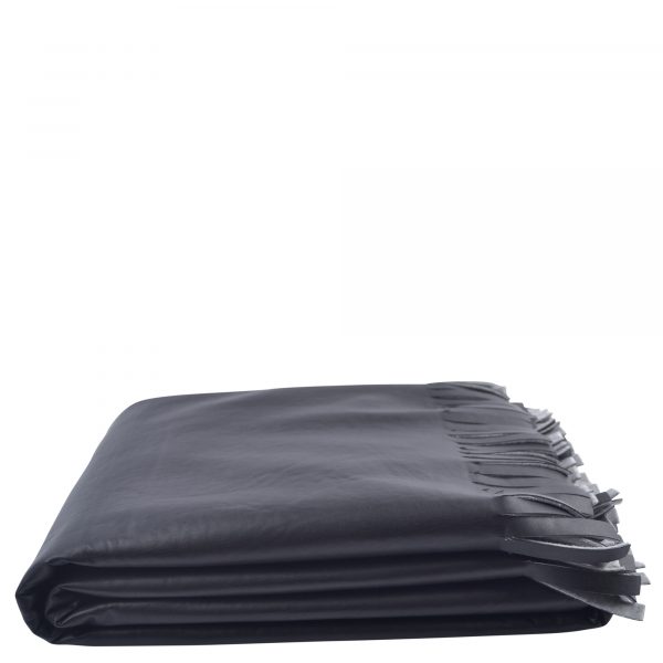 Decke aus Polyester, Polyurethan und Viskose, schwarz in 135x190cm, zoeppritz Soft-Vegan Fringe