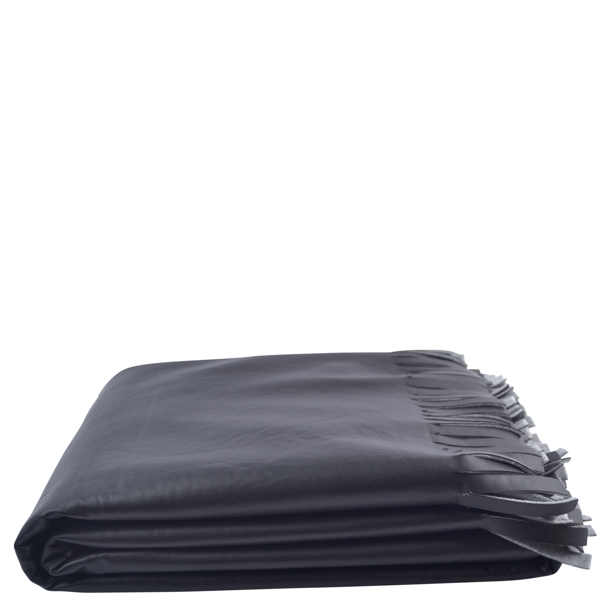 Decke aus Polyester, Polyurethan und Viskose, schwarz in 135x190cm, zoeppritz Soft-Vegan Fringe