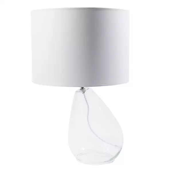 zoeppritz Tischlampe Glas mit Lampenschirm Stoff Drop, weiss