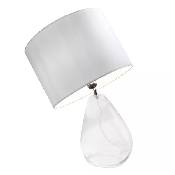 zoeppritz Tischlampe Glas mit Lampenschirm Stoff Drop, weiss