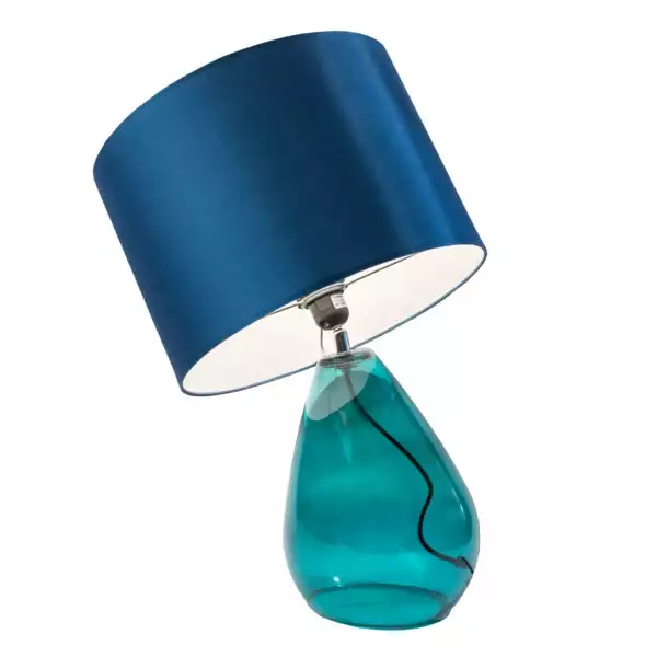 zoeppritz Tischlampe Glas mit Lampenschirm Stoff Drop, hellblau