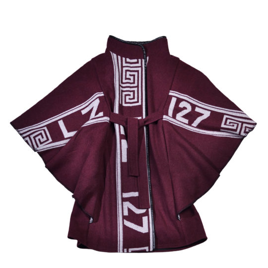 zoeppritz The Heroine Mantel, Farbe weinrot schwarz, Material Merino-Cashmere Mix, Groesse M