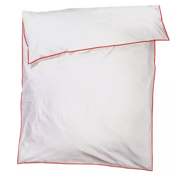 zoeppritz White Bettbezug, Farbe weiss mit rot, Material Baumwolle Perkal in Groesse 260x240