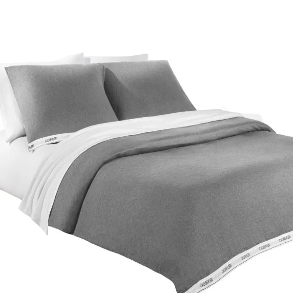 Calvin Klein Home Bettgarnitur Set Bettdecke Kopfkissen CLASSIC, Material Baumwolle Modal, grau