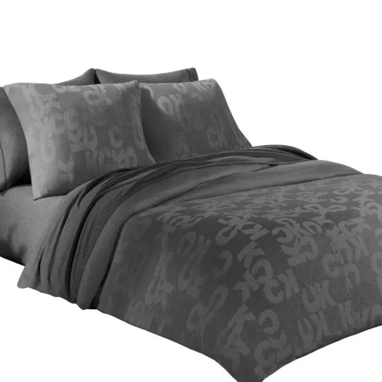 Calvin Klein Home Bettgarnitur Set Bettdecke Kopfkissen MONOGRAM, Material Baumwolle Modal, anthrazit