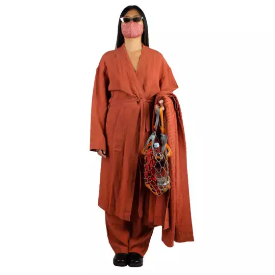 Coat for women and men in S-M, rust, linen, zoeppritz Stay