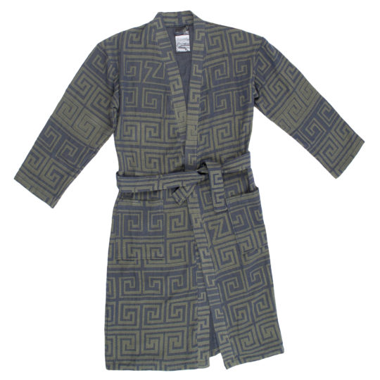 Bademantel fuer Damen und Herren in L-XL, dunkelgruen-blau aus Baumwolle, zoeppritz Sunny Leg