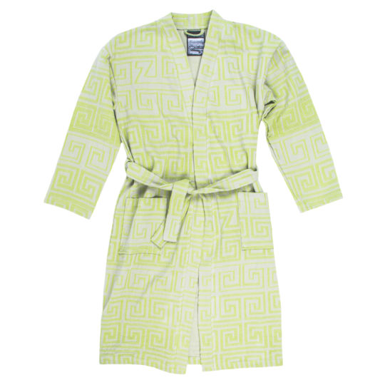 Bademantel fuer Damen und Herren in L-XL, neongruen aus Baumwolle, zoeppritz Sunny Leg