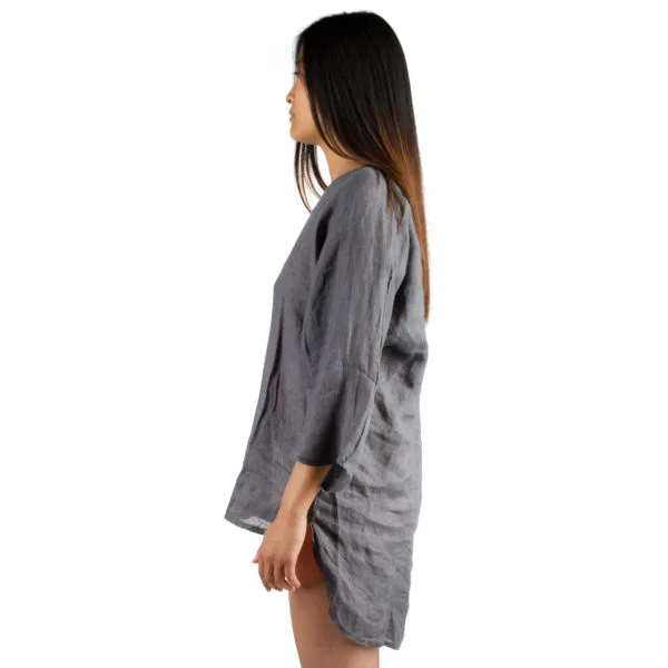 Tshirt for women and men in S-M, charcoal, linen, zoeppritz Shirty