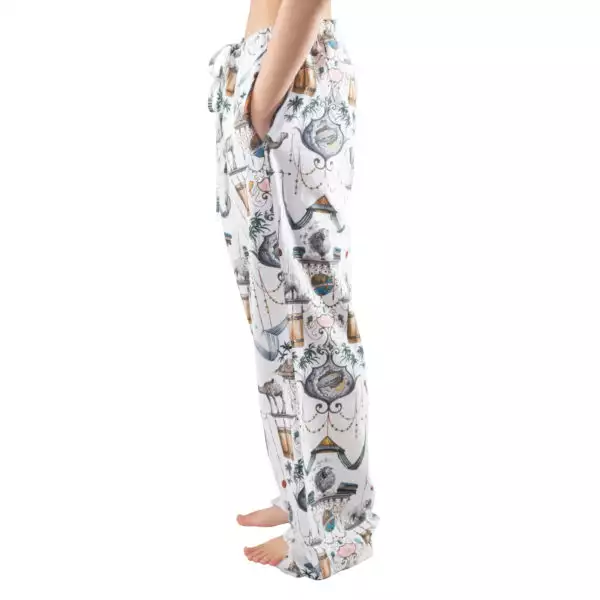 Pyjama trousers for men and women in white with pattern, cotton in l-xl, zoeppritz Centuries Bathrobe