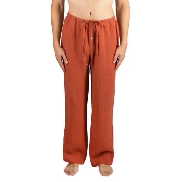 Sommerhose fuer Herren und Damen in L-XL, orange aus Leinen, zoeppritz Stay