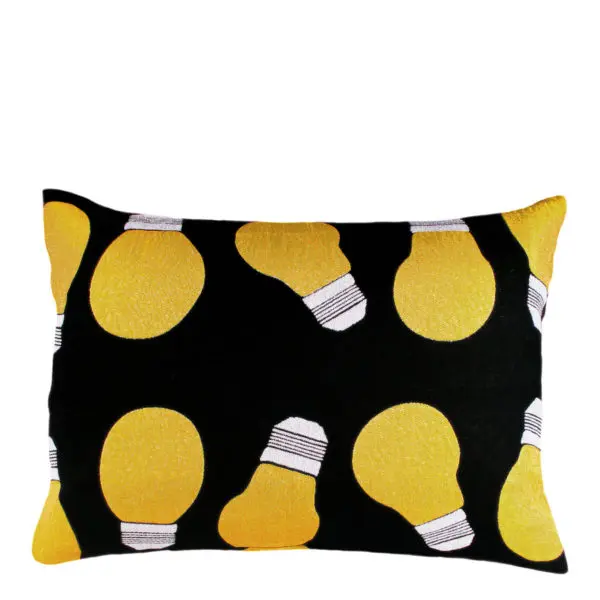 Cushion cover with lightbulb print in 30x50cm, black, zoeppritz bulb