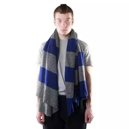 Scarf from cashmere, royal blue in 110x155cm, zoeppritz Hot Block